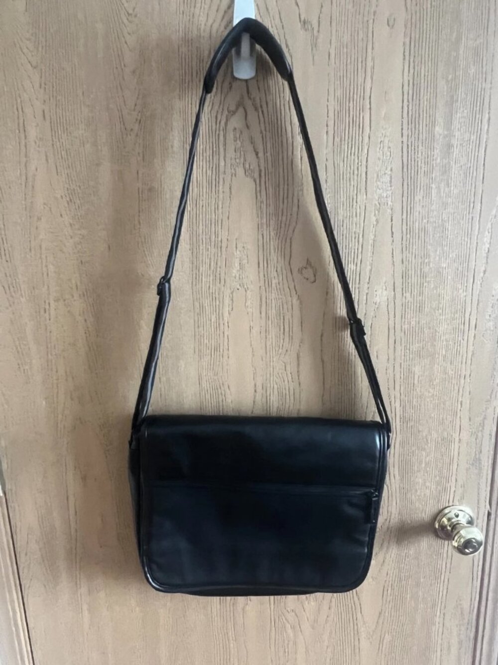 BEN SHERMAN Messenger Bag Work Bag Vegan Leather/ Nylon Black